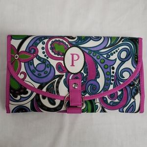 Monogrammed folding cosmetic bag